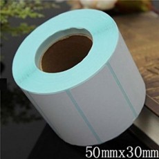 Decal Polyme nhiệt 50x30mm, 500 tem/ cuộn. Chuyên dùng cho dán gỗ. in từ máy CNC